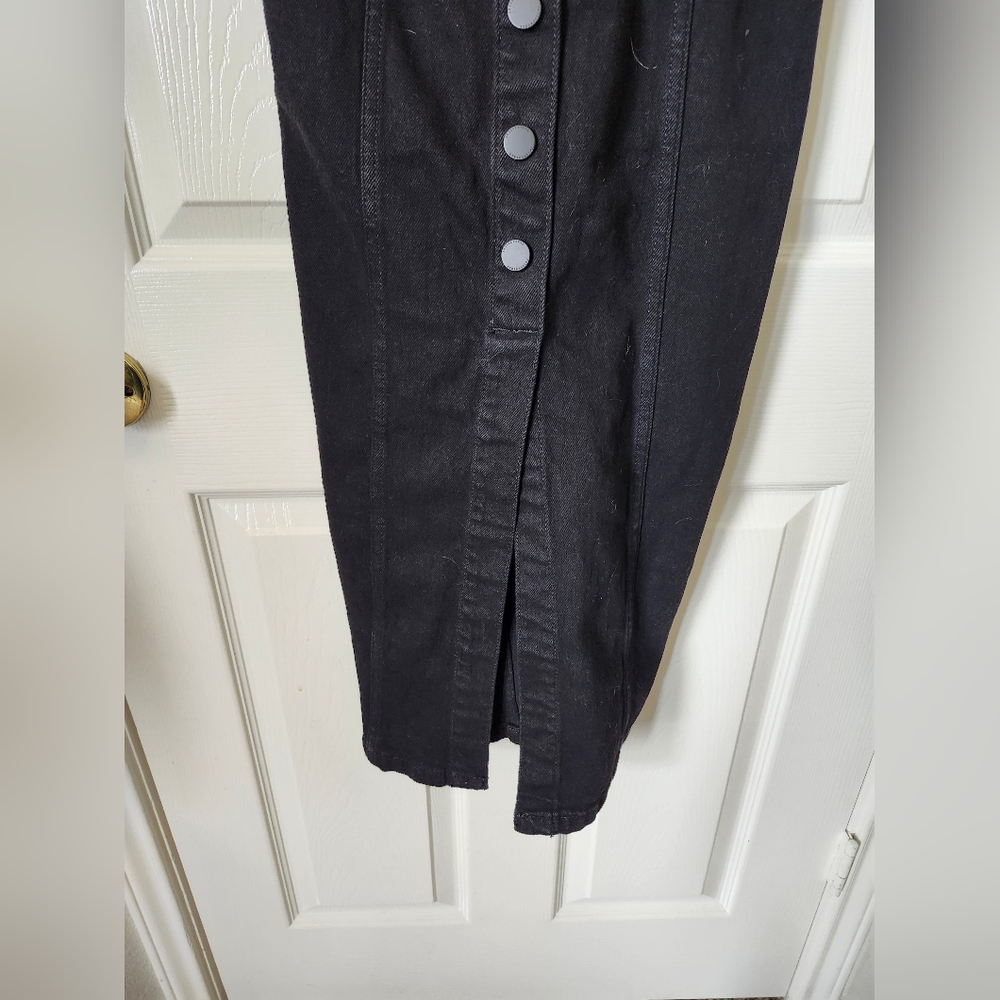 Zara Black Strapless Denim Bustier Jean Button Down Midi Dress XS - Picture 5 of 9